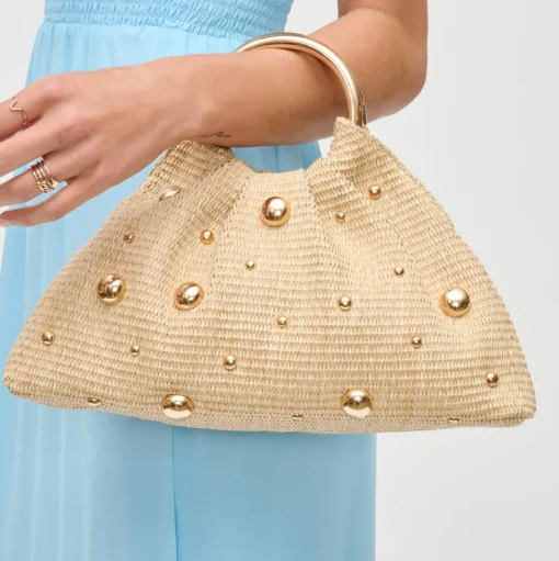Harper - Straw Studded Evening Bag