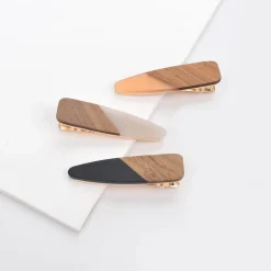 Retro Wood Grain Hair Clip - Assorted 3 Pack Hair Clip